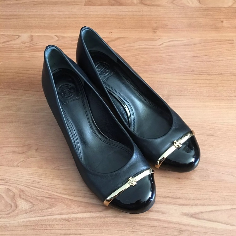 Tory Burch Black wedge heels 6.5